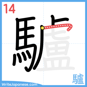 How to write "驢" - stroke 14
