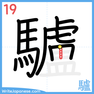 How to write "驢" - stroke 19