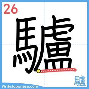 How to write "驢" - stroke 26