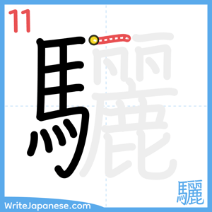 How to write "驪" - stroke 11