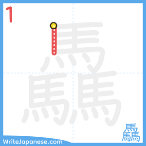 How to write "驫" - stroke 1