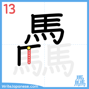 How to write "驫" - stroke 13