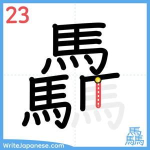 How to write "驫" - stroke 23