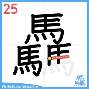 How to write "驫" - stroke 25