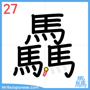 How to write "驫" - stroke 27