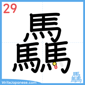 How to write "驫" - stroke 29