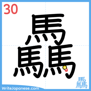 How to write "驫" - stroke 30