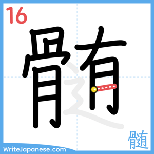 How to write "髄" - stroke 16