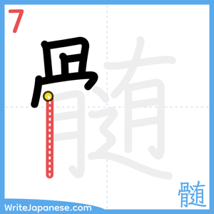 How to write "髄" - stroke 7