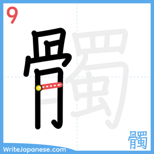 How to write "髑" - stroke 9