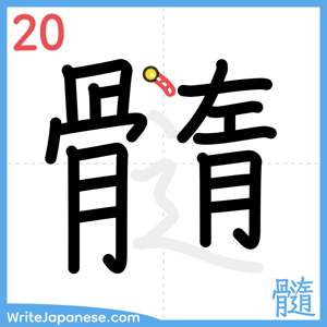 How to write "髓" - stroke 20