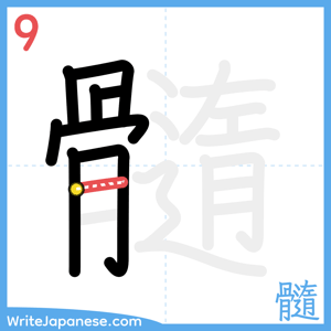 How to write "髓" - stroke 9