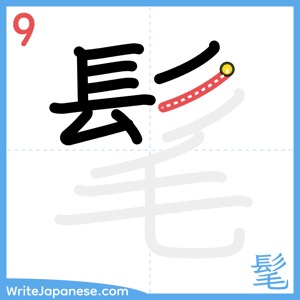How to write "髦" - stroke 9
