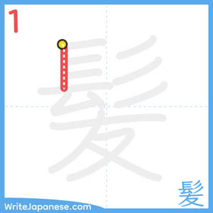 How to write "髪" - stroke 1