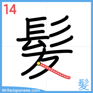How to write "髪" - stroke 14