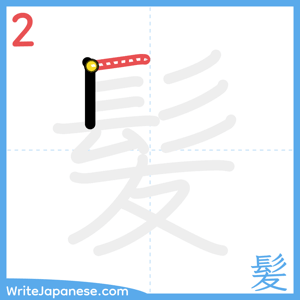 How to write "髪" - stroke 2