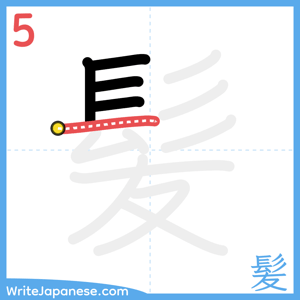 How to write "髪" - stroke 5
