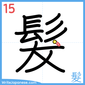 How to write "髮" - stroke 15