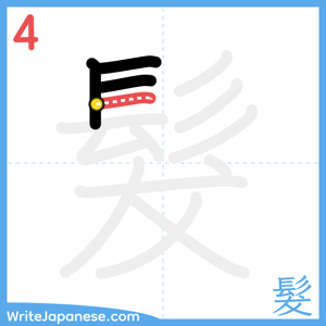 How to write "髮" - stroke 4