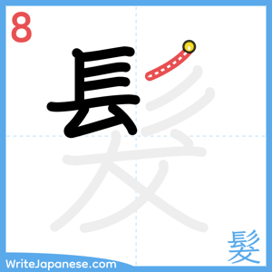 How to write "髮" - stroke 8