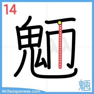 How to write "魎" - stroke 14