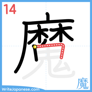 How to write "魔" - stroke 14