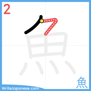 How to write "魚" - stroke 2