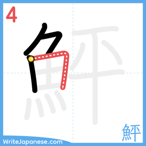 How to write "鮃" - stroke 4