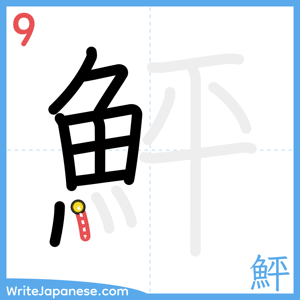 How to write "鮃" - stroke 9