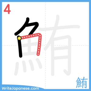 How to write "鮪" - stroke 4