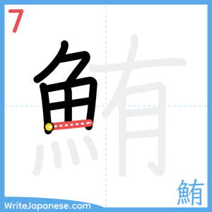 How to write "鮪" - stroke 7