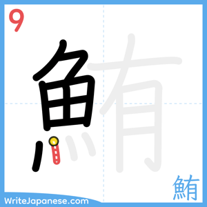 How to write "鮪" - stroke 9