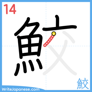 How to write "鮫" - stroke 14