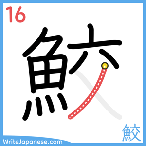 How to write "鮫" - stroke 16