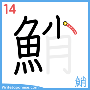 How to write "鮹" - stroke 14
