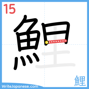 How to write "鯉" - stroke 15