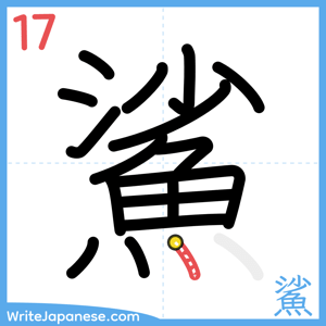 How to write "鯊" - stroke 17