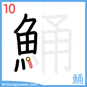 How to write "鯒" - stroke 10