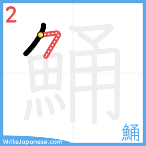 How to write "鯒" - stroke 2