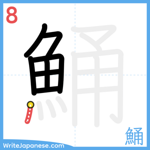 How to write "鯒" - stroke 8