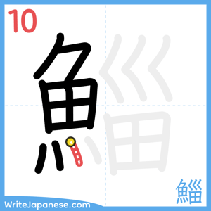 How to write "鯔" - stroke 10