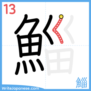 How to write "鯔" - stroke 13