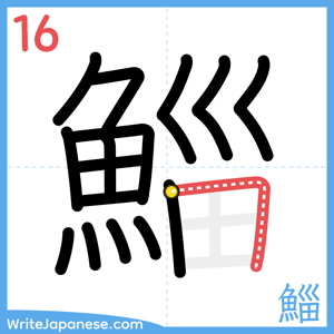 How to write "鯔" - stroke 16