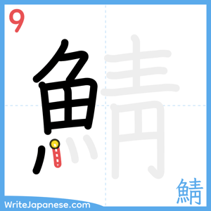 How to write "鯖" - stroke 9