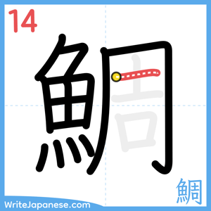 How to write "鯛" - stroke 14