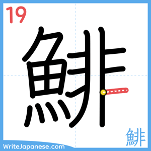 How to write "鯡" - stroke 19