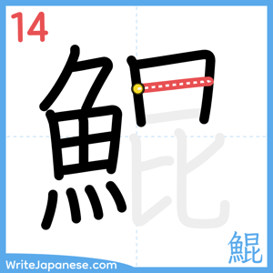 How to write "鯤" - stroke 14