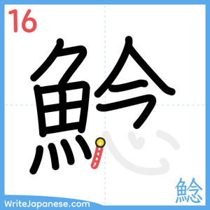 How to write "鯰" - stroke 16