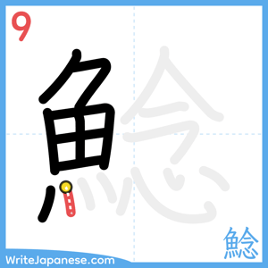 How to write "鯰" - stroke 9