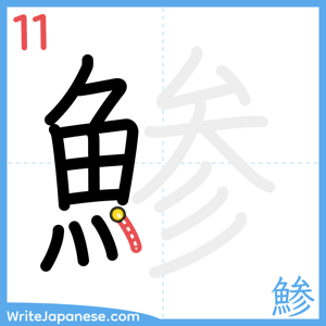 How to write "鯵" - stroke 11